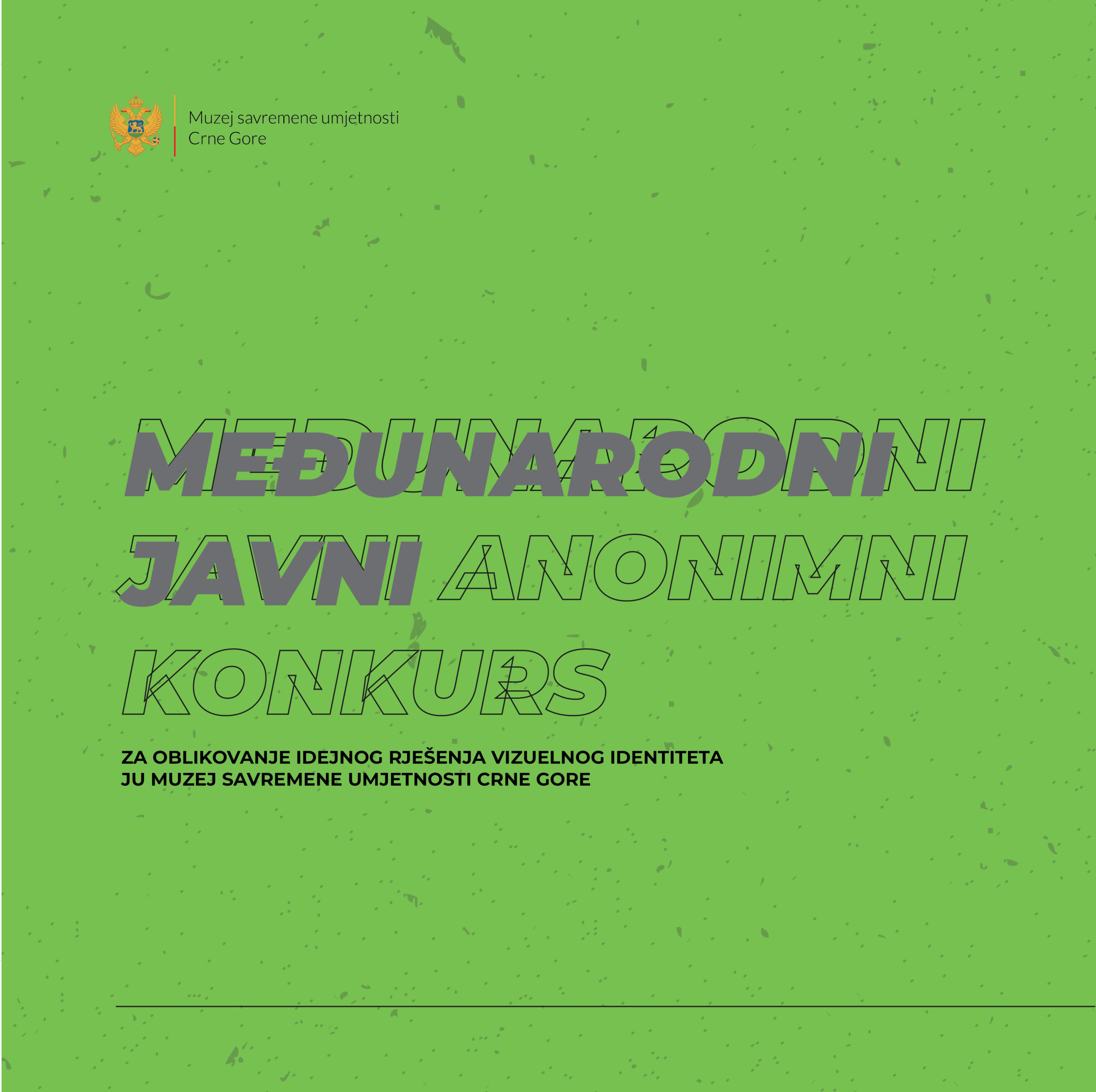 Međunarodni javni konkurs- Zelena podloga sa sivim i crnim natpisima