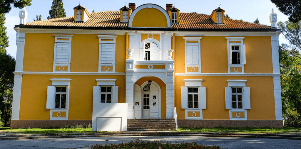 Dvorac Petrovića, cio dvorac koji ima 8 prozora i jedan sprat i balkon na sredini